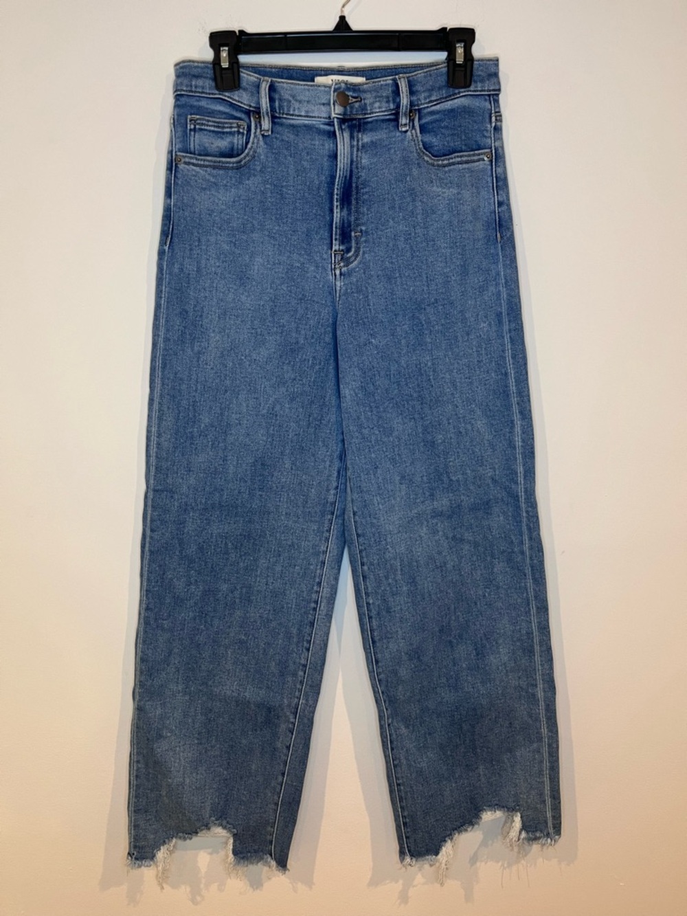 VICI Size 29 High-Waist Straight Leg Distressed Hem Jeans - Medium Blue